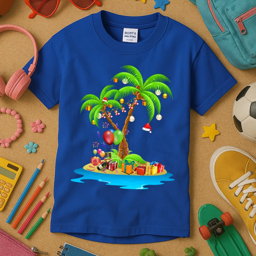 Christmas Palm Tree Tropical Xmas Coconut Matching Family Gift Kids T-Shirt