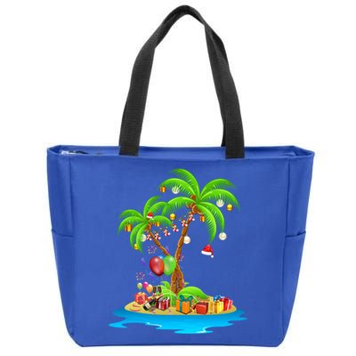 Christmas Palm Tree Tropical Xmas Coconut Matching Family Gift Zip Tote Bag