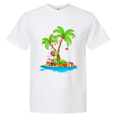 Christmas Palm Tree Tropical Xmas Coconut Matching Family Gift Garment-Dyed Heavyweight T-Shirt