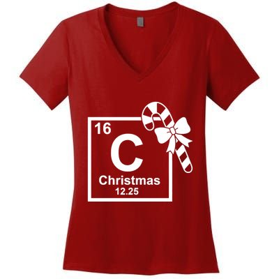 Christmas Periodic Table Symbol Women's V-Neck T-Shirt