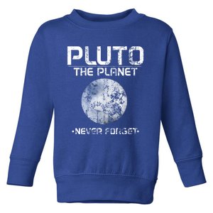 Cute Pluto The Planet Meaningful Gift Never Forget Distressed Science Gift Toddler Sweatshirt