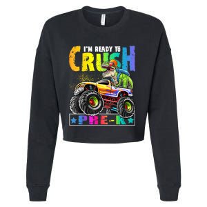 Crush PreK T Rex Dinosaur Monster Truck Back To School Boy Cropped Pullover Crew