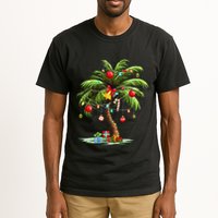 Christmas Palm Tree Light Hawaiian Tropical Xmas Tall T-Shirt