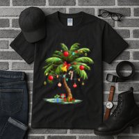 Christmas Palm Tree Light Hawaiian Tropical Xmas Tall T-Shirt