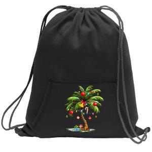 Christmas Palm Tree Light Hawaiian Tropical Xmas Sweatshirt Cinch Pack Bag