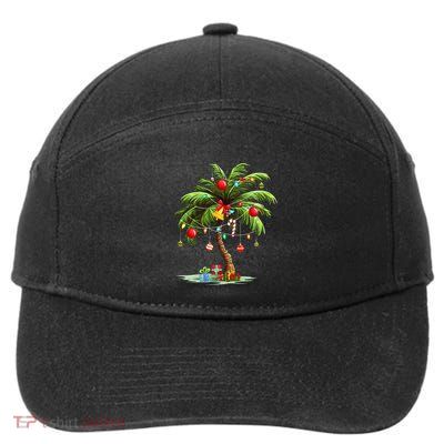 Christmas Palm Tree Light Hawaiian Tropical Xmas 7-Panel Snapback Hat