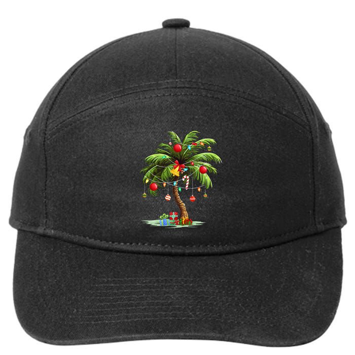 Christmas Palm Tree Light Hawaiian Tropical Xmas 7-Panel Snapback Hat