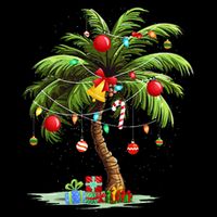 Christmas Palm Tree Light Hawaiian Tropical Xmas 7-Panel Snapback Hat