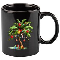 Christmas Palm Tree Light Hawaiian Tropical Xmas 11oz C Handle Ceramic Mug