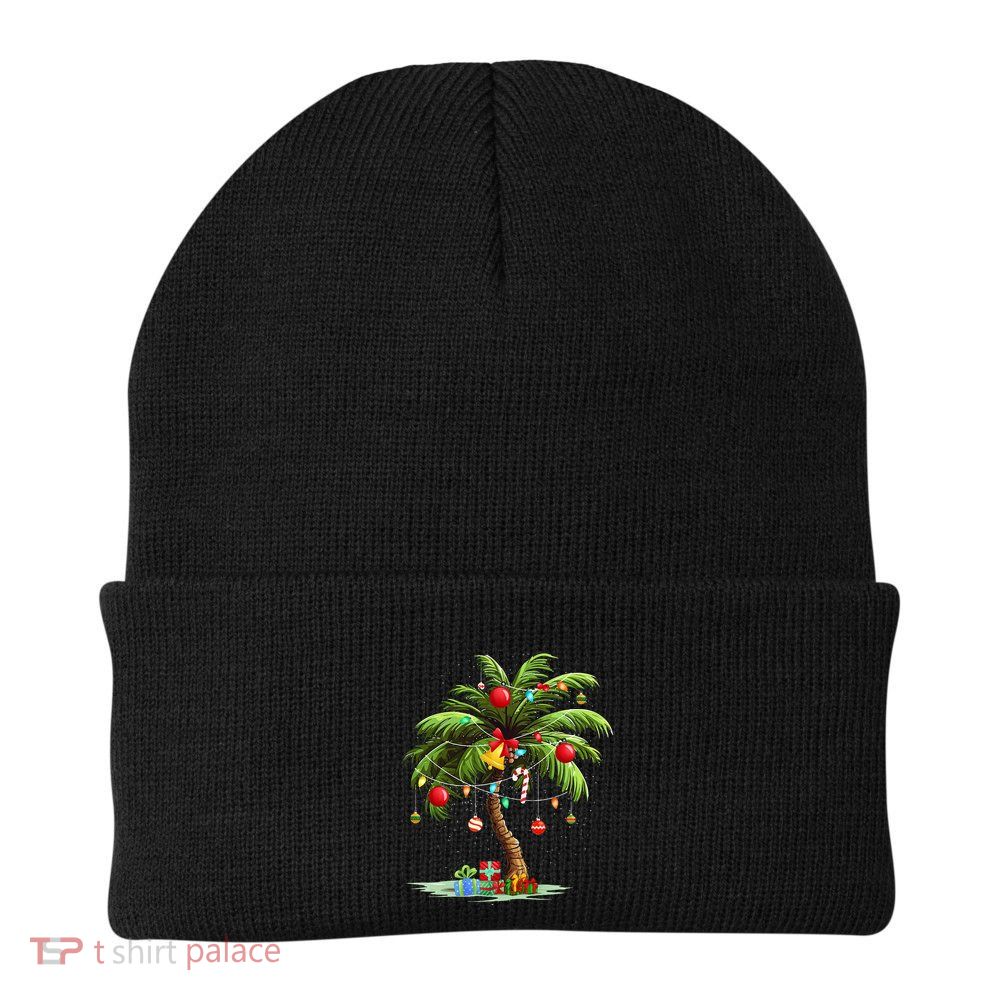 Christmas Palm Tree Light Hawaiian Tropical Xmas Beanie