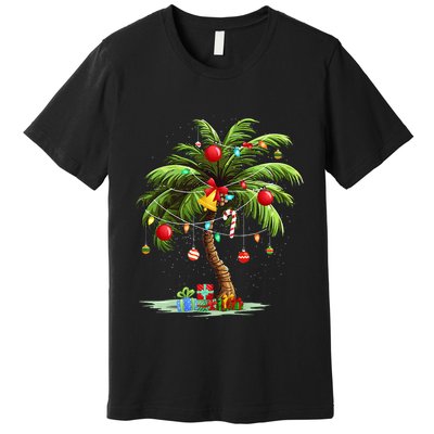 Christmas Palm Tree Light Hawaiian Tropical Xmas Premium T-Shirt