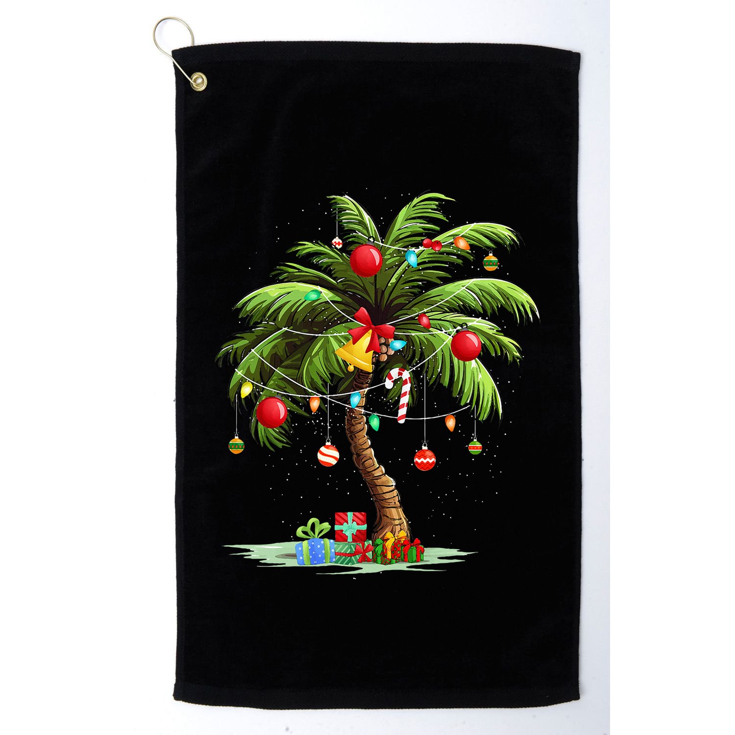 Christmas Palm Tree Light Hawaiian Tropical Xmas Golf Towel