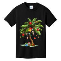 Christmas Palm Tree Light Hawaiian Tropical Xmas Kids T-Shirt
