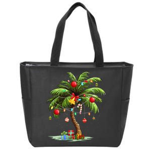 Christmas Palm Tree Light Hawaiian Tropical Xmas Zip Tote Bag