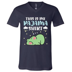 Cute Pj Teen Pjs Funny Frog Pjs This Is My Pajama V-Neck T-Shirt