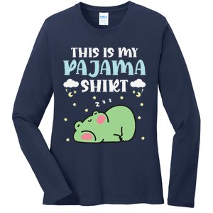 Cute Pj Teen Pjs Funny Frog Pjs This Is My Pajama Ladies Long Sleeve Shirt