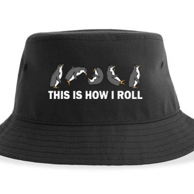 Cute Penguin This Is How I Roll Funny Penguin Sustainable Bucket Hat