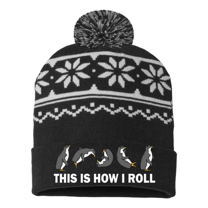 Cute Penguin This Is How I Roll Funny Penguin USA-Made Snowflake Beanie