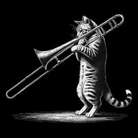 Cat Playing Trombone Player Trombonist Instrument Flat Bill Trucker Hat