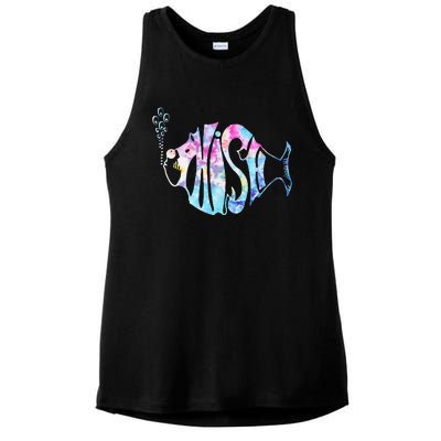 Colorful Phishjam Tiedye For Fisherman Fish Ladies PosiCharge Tri-Blend Wicking Tank