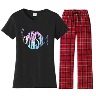 Colorful Phishjam Tiedye For Fisherman Fish Women's Flannel Pajama Set