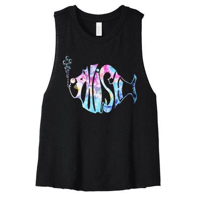 Colorful Phishjam Tiedye For Fisherman Fish Women's Racerback Cropped Tank