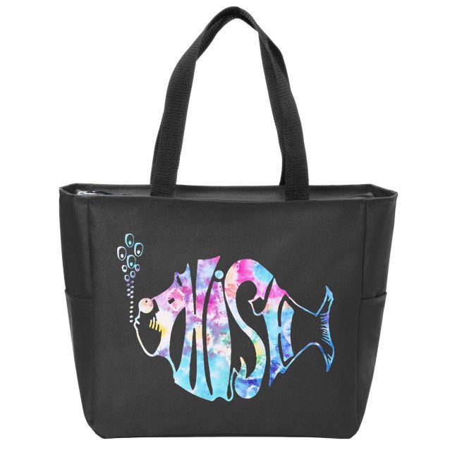 Colorful Phishjam Tiedye For Fisherman Fish Zip Tote Bag