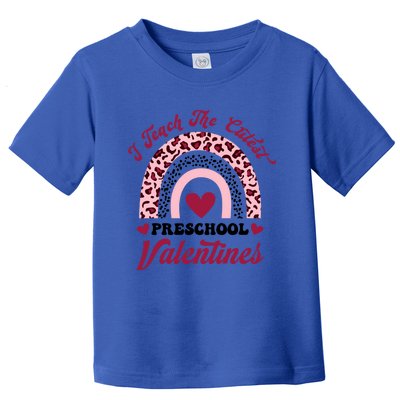 Cute Preschool Teacher Valentines Day Pink Leopard Rainbow Meaningful Gift Toddler T-Shirt