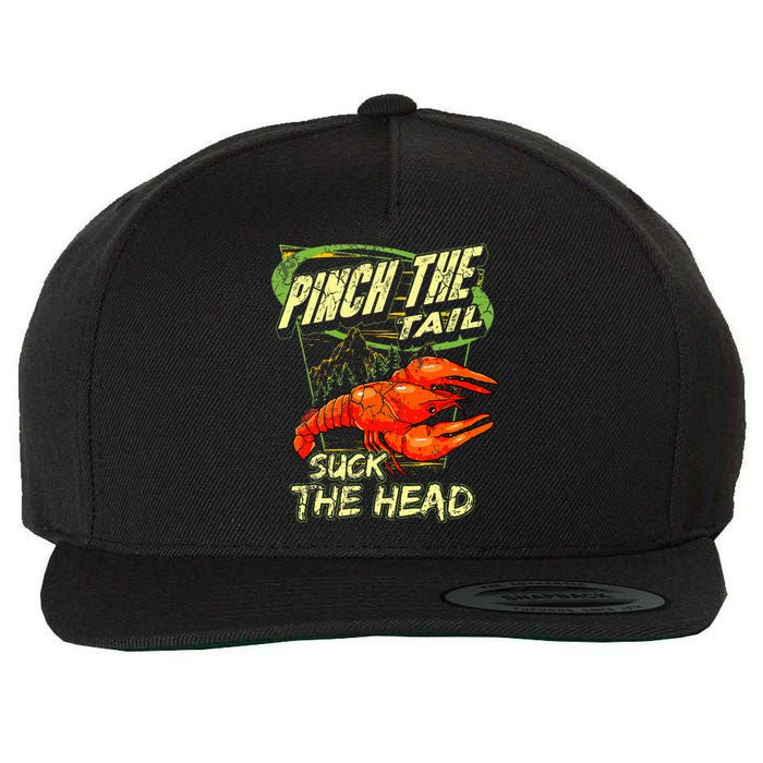 Crawfish Pinch The Tail Suck The Head Wool Snapback Cap