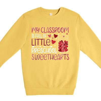 Cute Preschool Teacher Valentines Day Preschool Teaching Gift Premium Crewneck Sweatshirt