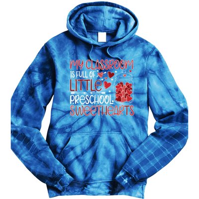 Cute Preschool Teacher Valentines Day Preschool Teaching Gift Tie Dye Hoodie