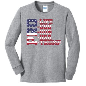 Cool Pro Trump God Guns Usa Life Kids Long Sleeve Shirt