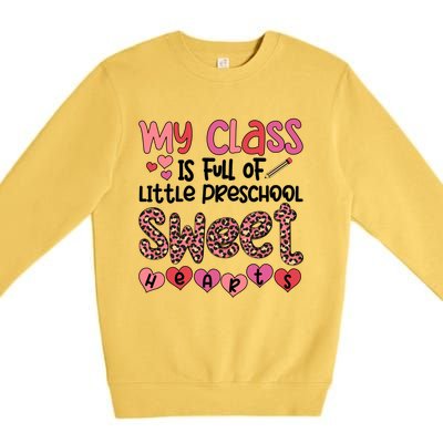 Cute Preschool Teacher Valentines Day Preschool Teaching Meaningful Gift Premium Crewneck Sweatshirt