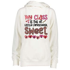 Cute Preschool Teacher Valentines Day Preschool Teaching Meaningful Gift Womens Funnel Neck Pullover Hood