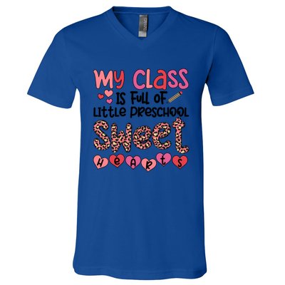 Cute Preschool Teacher Valentines Day Preschool Teaching Meaningful Gift V-Neck T-Shirt