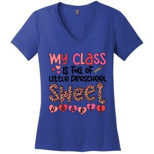 Cute Preschool Teacher Valentines Day Preschool Teaching Meaningful Gift Women's V-Neck T-Shirt