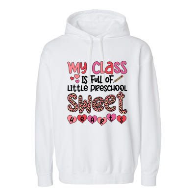 Cute Preschool Teacher Valentines Day Preschool Teaching Meaningful Gift Garment-Dyed Fleece Hoodie