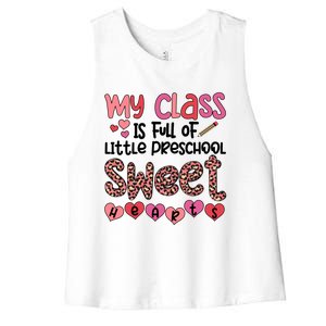 Cute Preschool Teacher Valentines Day Preschool Teaching Meaningful Gift Women's Racerback Cropped Tank