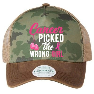 Cancer Picked The Wrong Girl Pink Ribbon Legacy Tie Dye Trucker Hat