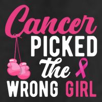 Cancer Picked The Wrong Girl Pink Ribbon 7 Panel Mesh Trucker Snapback Hat