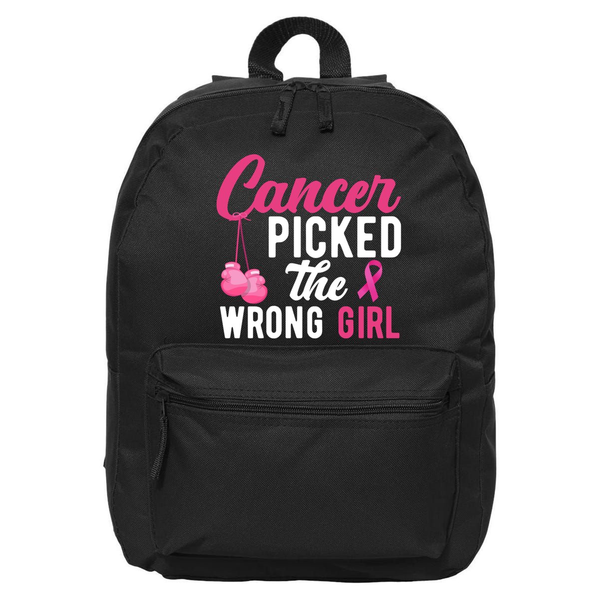 Cancer Picked The Wrong Girl Pink Ribbon 16 in Basic Backpack