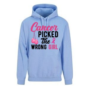 Cancer Picked The Wrong Girl Pink Ribbon Unisex Surf Hoodie