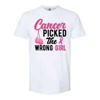 Cancer Picked The Wrong Girl Pink Ribbon Softstyle CVC T-Shirt