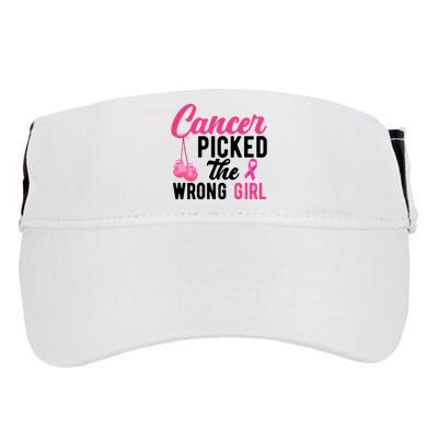 Cancer Picked The Wrong Girl Pink Ribbon Adult Drive Performance Visor