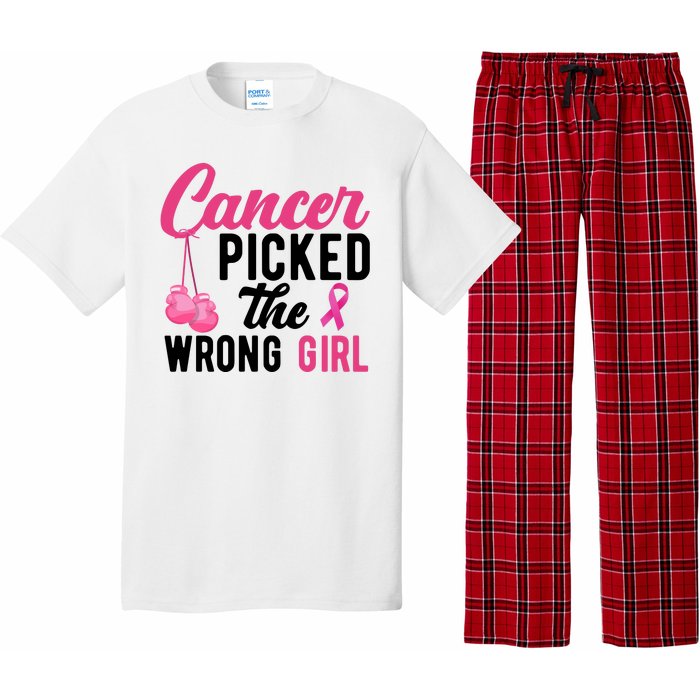 Cancer Picked The Wrong Girl Pink Ribbon Pajama Set