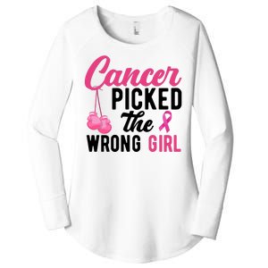 Cancer Picked The Wrong Girl Pink Ribbon Women's Perfect Tri Tunic Long Sleeve Shirt