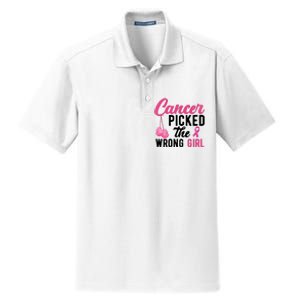 Cancer Picked The Wrong Girl Pink Ribbon Dry Zone Grid Polo