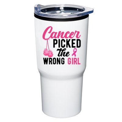 Cancer Picked The Wrong Girl Pink Ribbon Tumbler