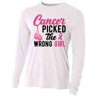 Cancer Picked The Wrong Girl Pink Ribbon Cooling Performance Long Sleeve Crew