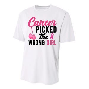 Cancer Picked The Wrong Girl Pink Ribbon Performance Sprint T-Shirt